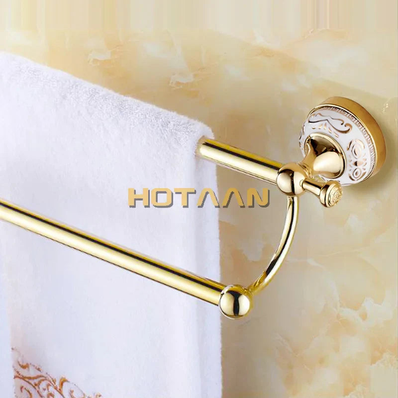 Afralia™ 60cm Double Towel Bar with Ceramic Gold Finish for Bathroom Accessories.