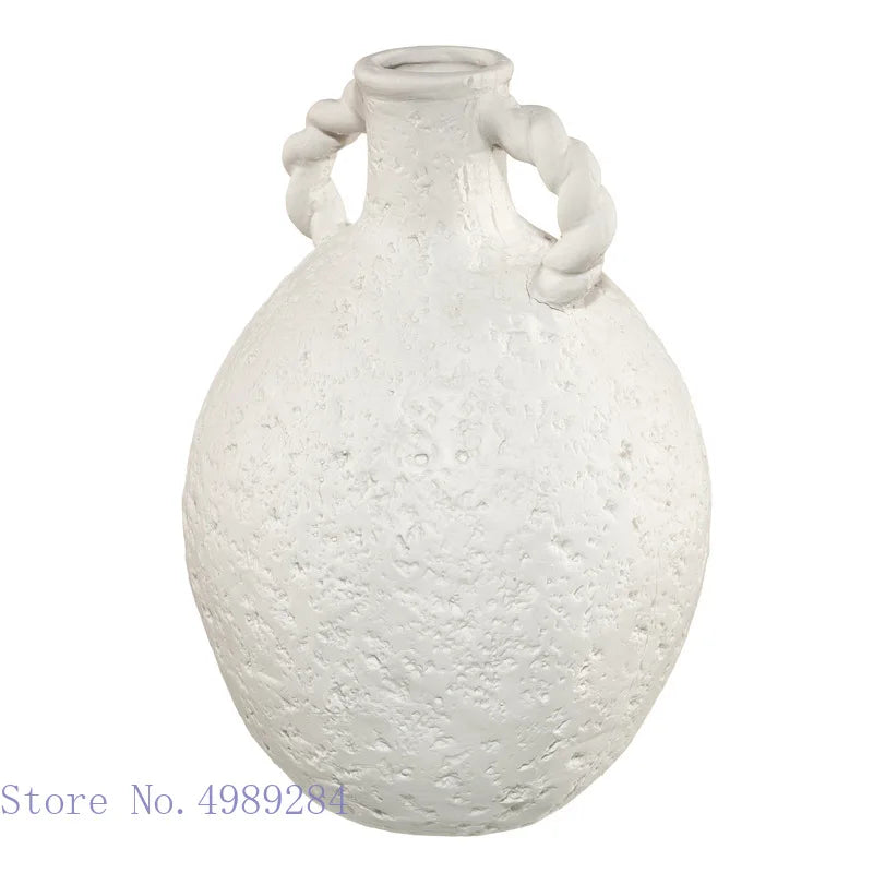 Afralia™ Stoneware Ceramic Vase with Handle - Vintage Flower Arrangement Decor Ornament