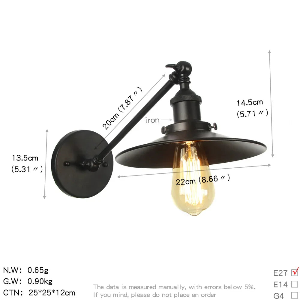 Afralia™ Vintage Industrial Wall Light Sconce LED Retro Bedroom Stair Loft Up Down Lamp