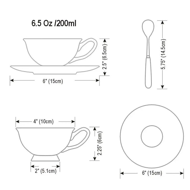 Afralia™ Elegant Ceramic Tea Cup Set 200ml British Porcelain Coffee Cup