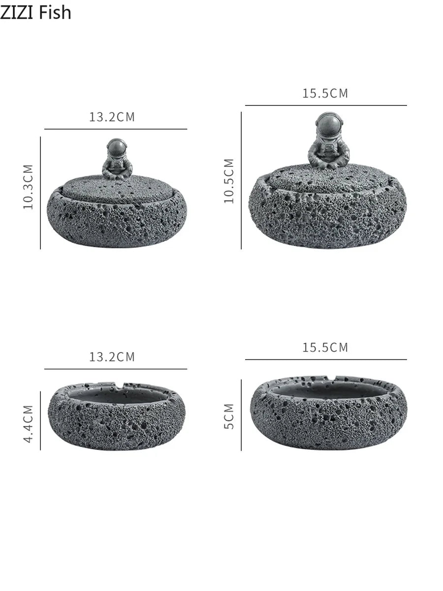 Afralia™ Cement Astronaut Ashtray with Lid - High Temperature Resistant Cigar Ashtray