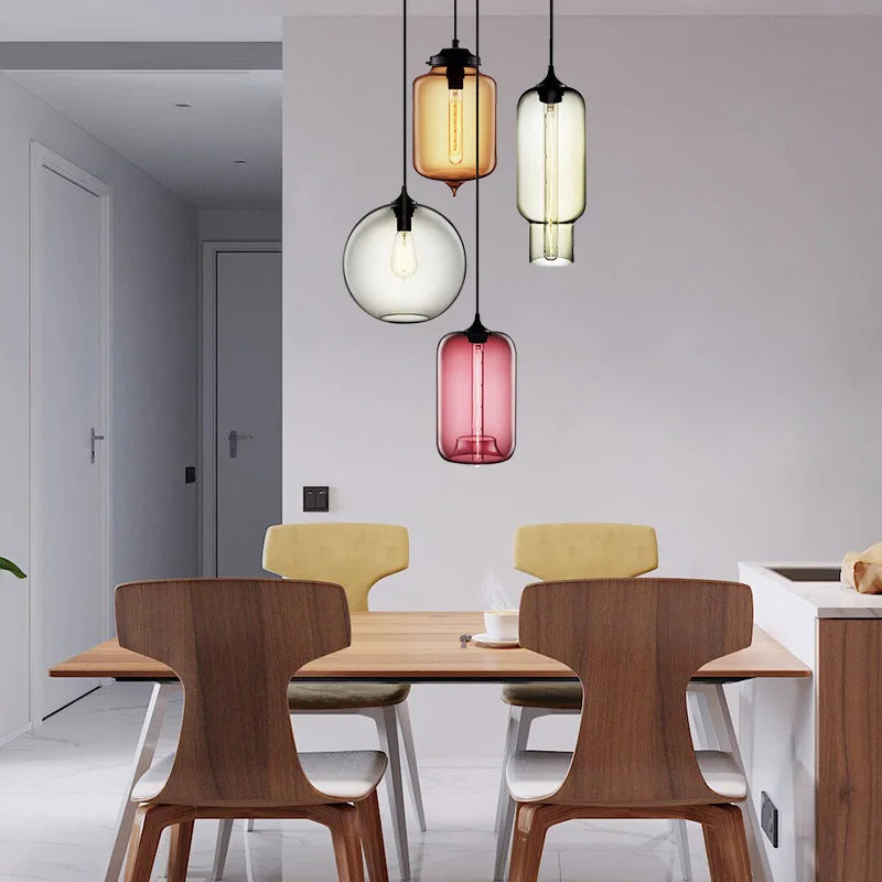 Afralia™ Colorful Glass Chandelier Light for Modern Living Room and Office