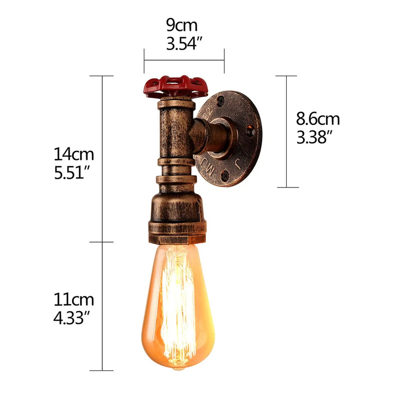 Afralia™ Bronze Industrial Water Pipe Wall Lamp