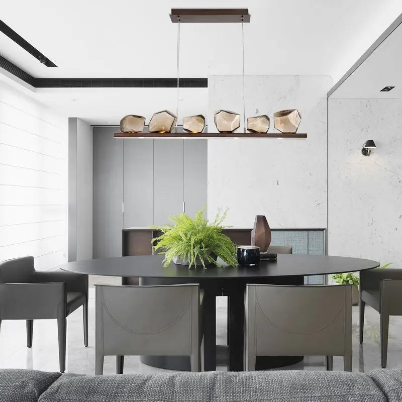 Afralia™ Stone Design G4 LED Round Chandelier for Modern Foyer Lighting