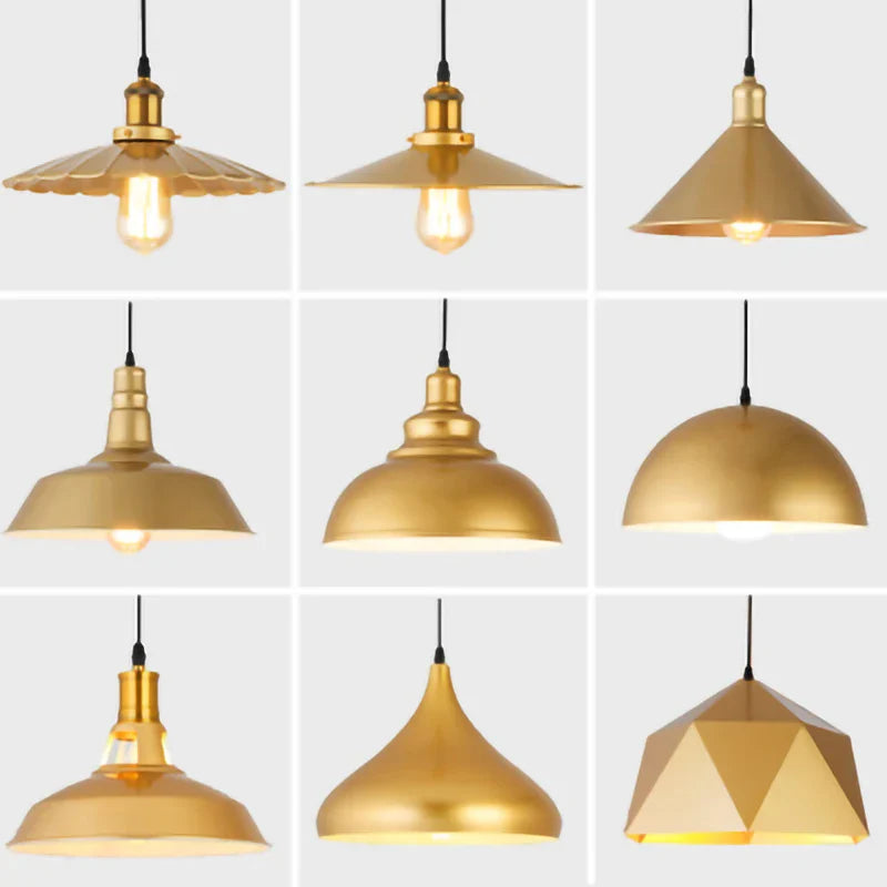 Afralia™ Gold Wrought Iron Chandelier Pendant Light, E27 LED, Nordic Retro Style