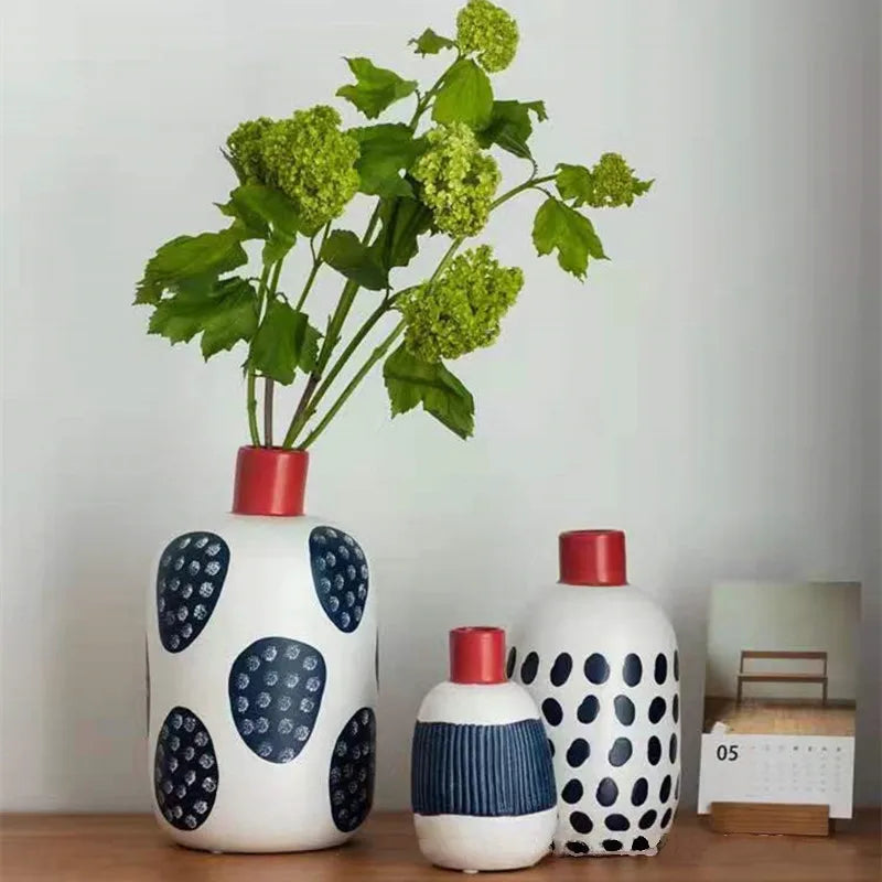 Afralia™ Ceramic Vase with Colorful Graffiti Lines for Home Decor