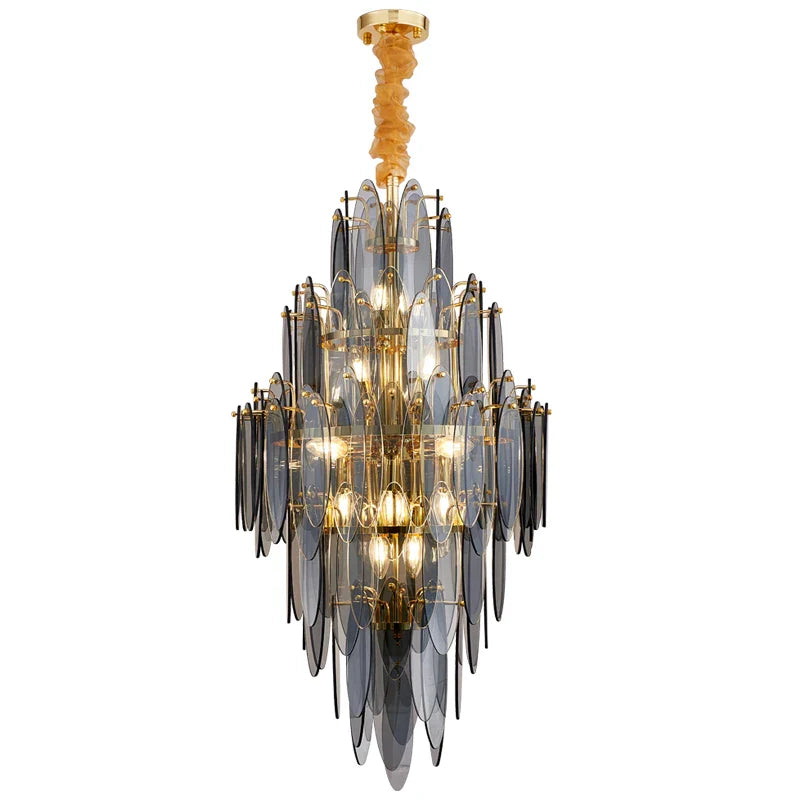 Afralia™ Art Deco Glass Iron LED Chandelier for Dinning Room