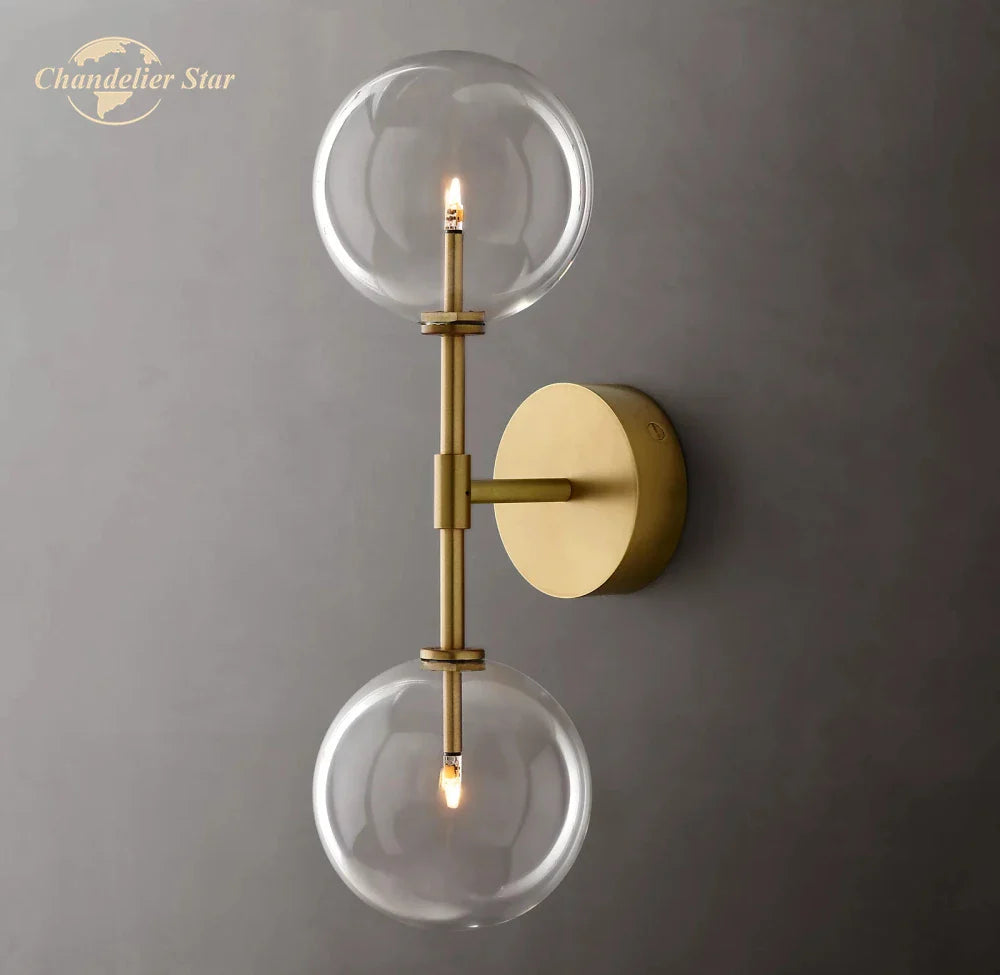 Afralia™ Clear Glass Globe Linear LED Wall Sconce for Bathroom Corridor Bedroom