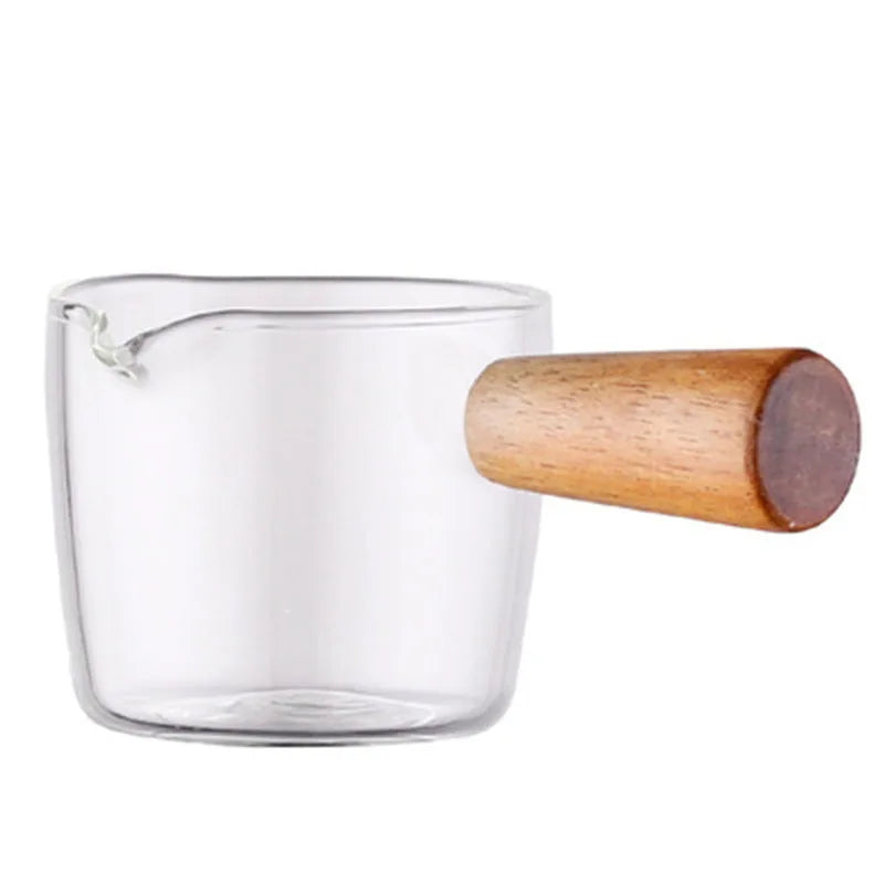 Afralia™ Solid Wood Handle Glass Sauce Dish - Japanese Style Gravy Boat