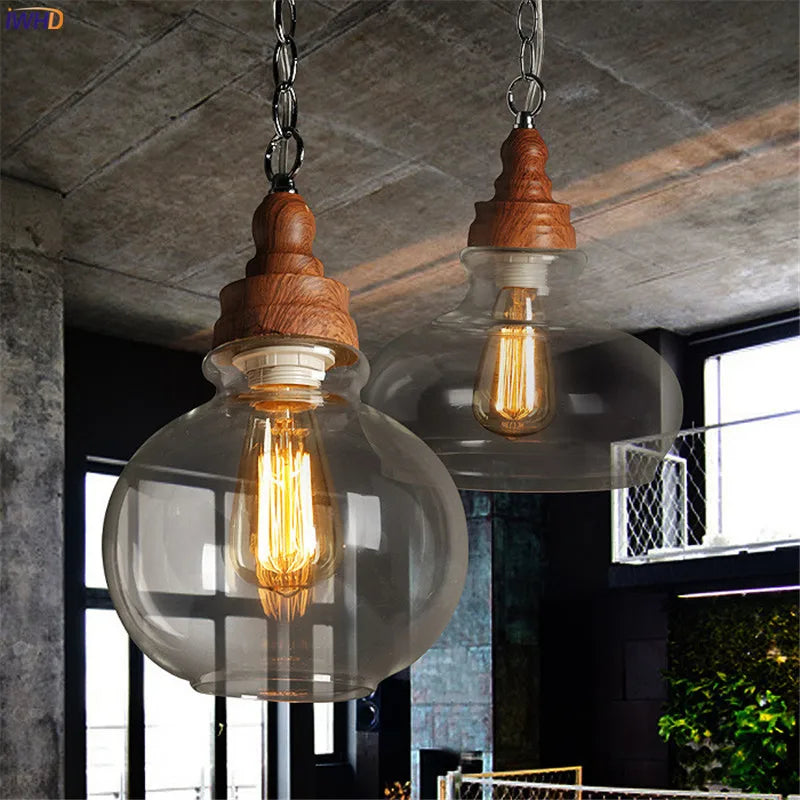 Afralia™ Glass LED Pendant Lights | Industrial Vintage Edison Hanging Lamp