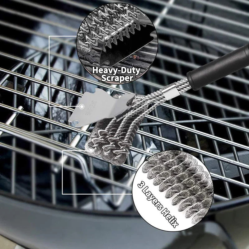 Afralia™ BBQ Triple Head Brush - Grill Cleaner Tool for Barbecue and Oven