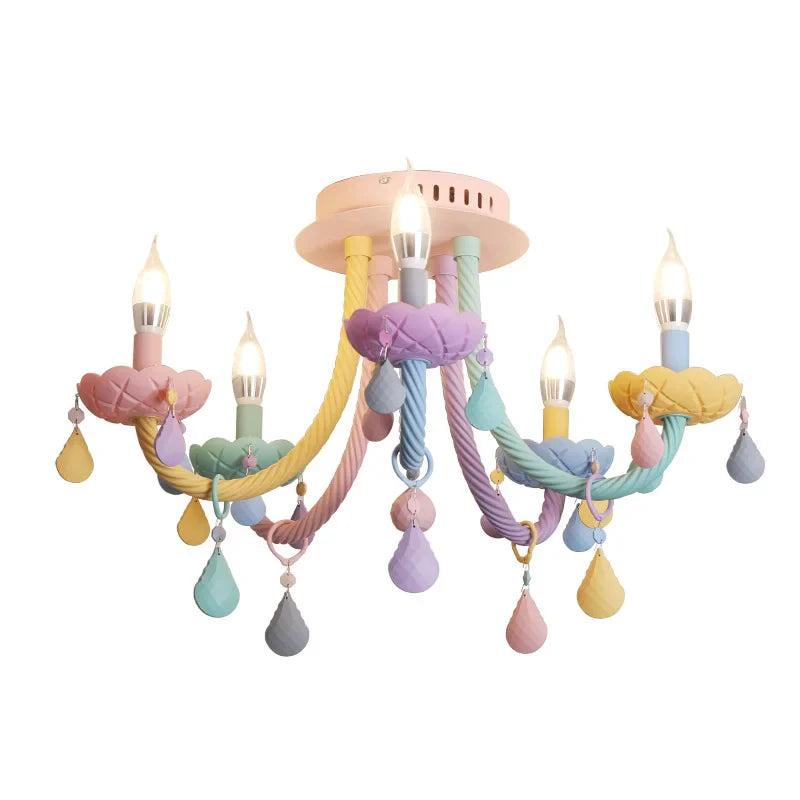 Afralia™ Crystal Princess Chandelier for Children's Bedroom - Rainbow Makaron Lamps