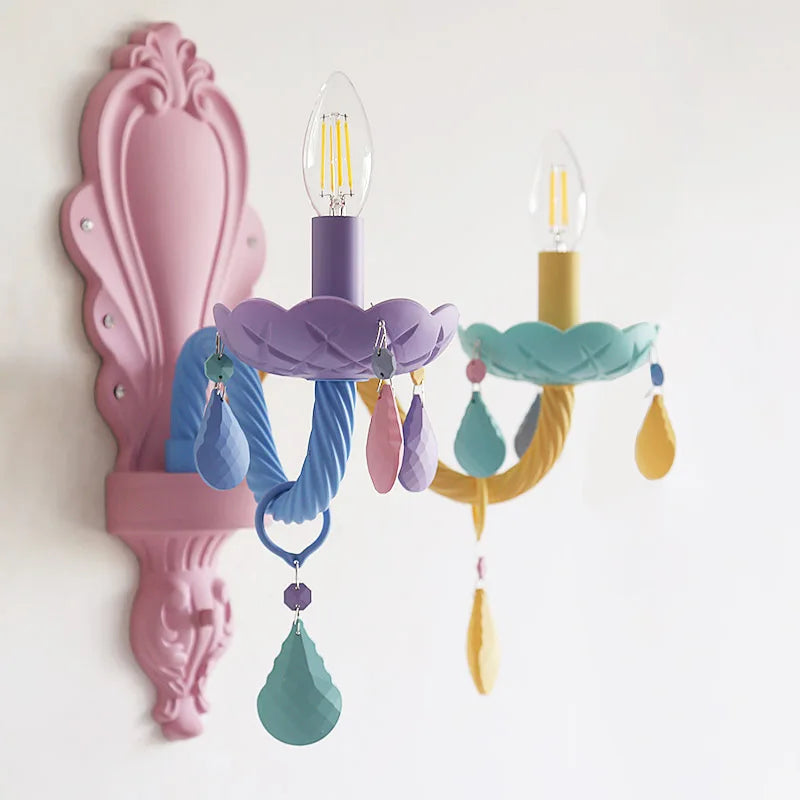 Afralia™ Crystal Princess Chandelier for Children's Bedroom - Rainbow Makaron Lamps