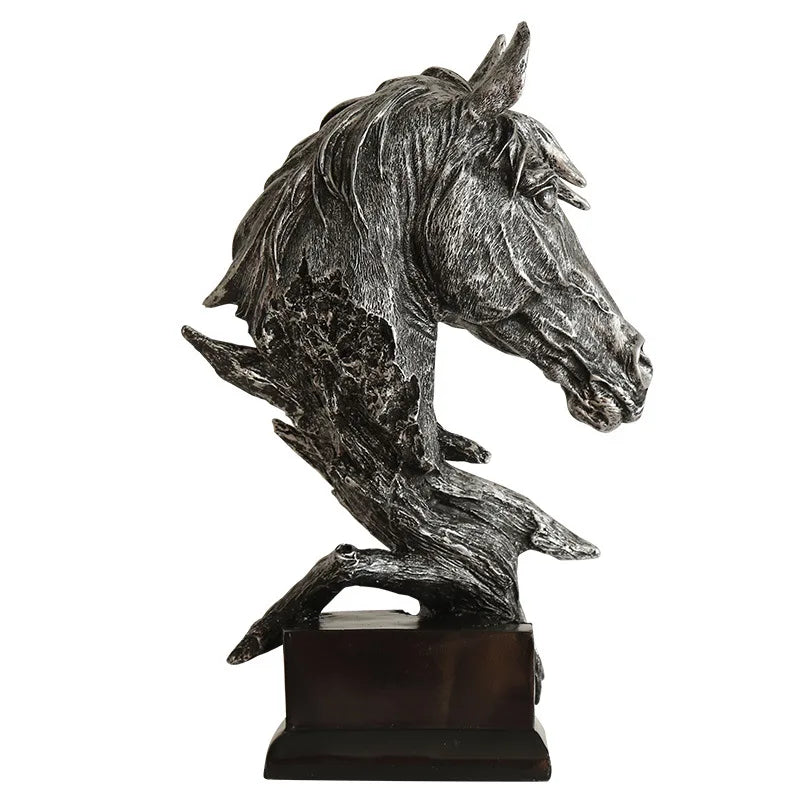 Afralia™ Country Resin Horsehead Figurine: Creative Animal Statue for Modern Home & Office Decor