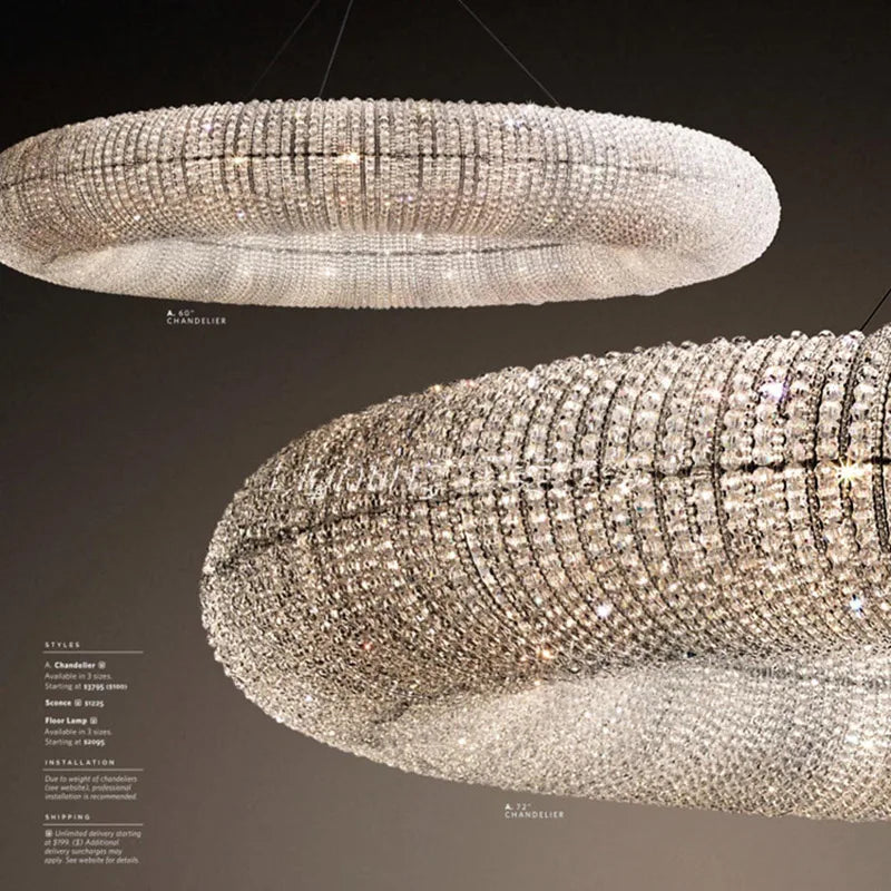 Afralia™ Chrome LED Crystal Donut Chandeliers | Modern Luxury Indoor Light Fixtures