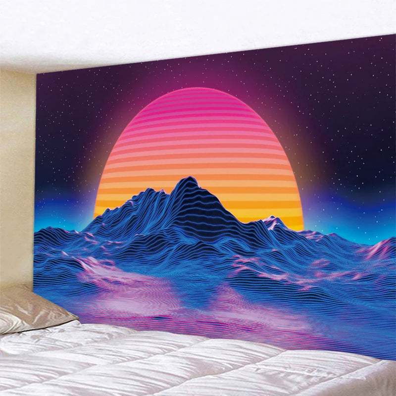 Afralia™ Sunrise Psychedelic Wall Tapestry Hippie Bohemian Home Decor Bed Sheet