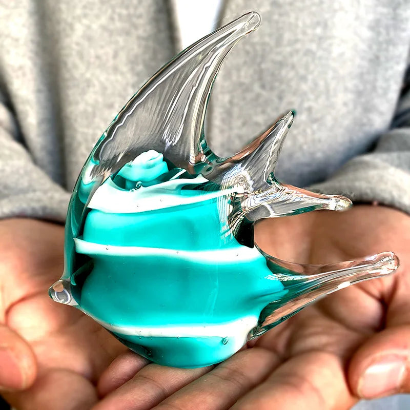 Afralia™ Vivid Crystal Glass Fish Figurines Sculpture Home Decor Gift