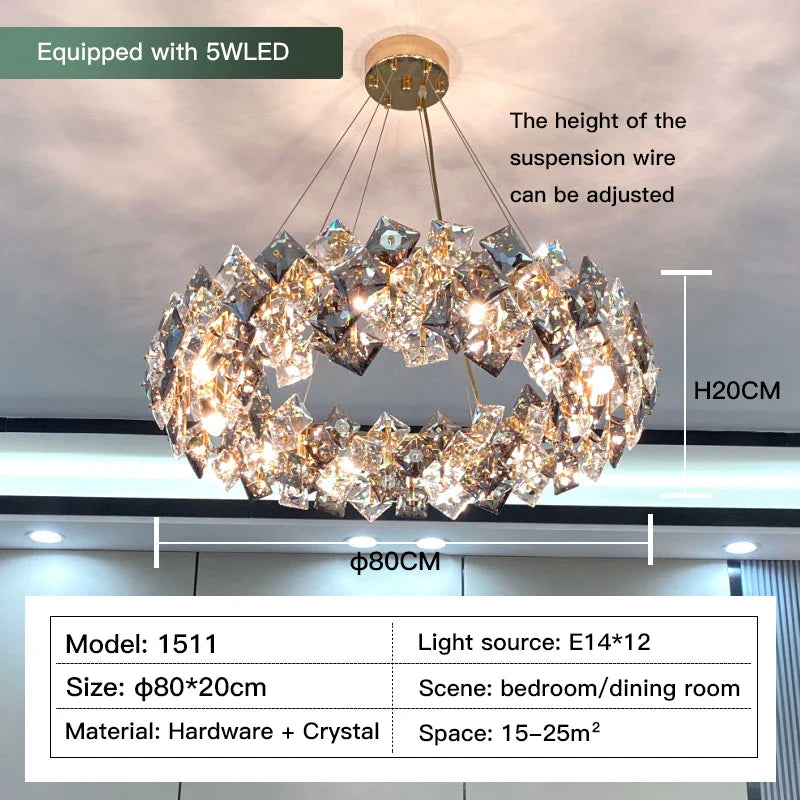 Afralia™ Crystal Chandelier: High-End LED Pendant Light for Living Room, Dining Room & Kitchen