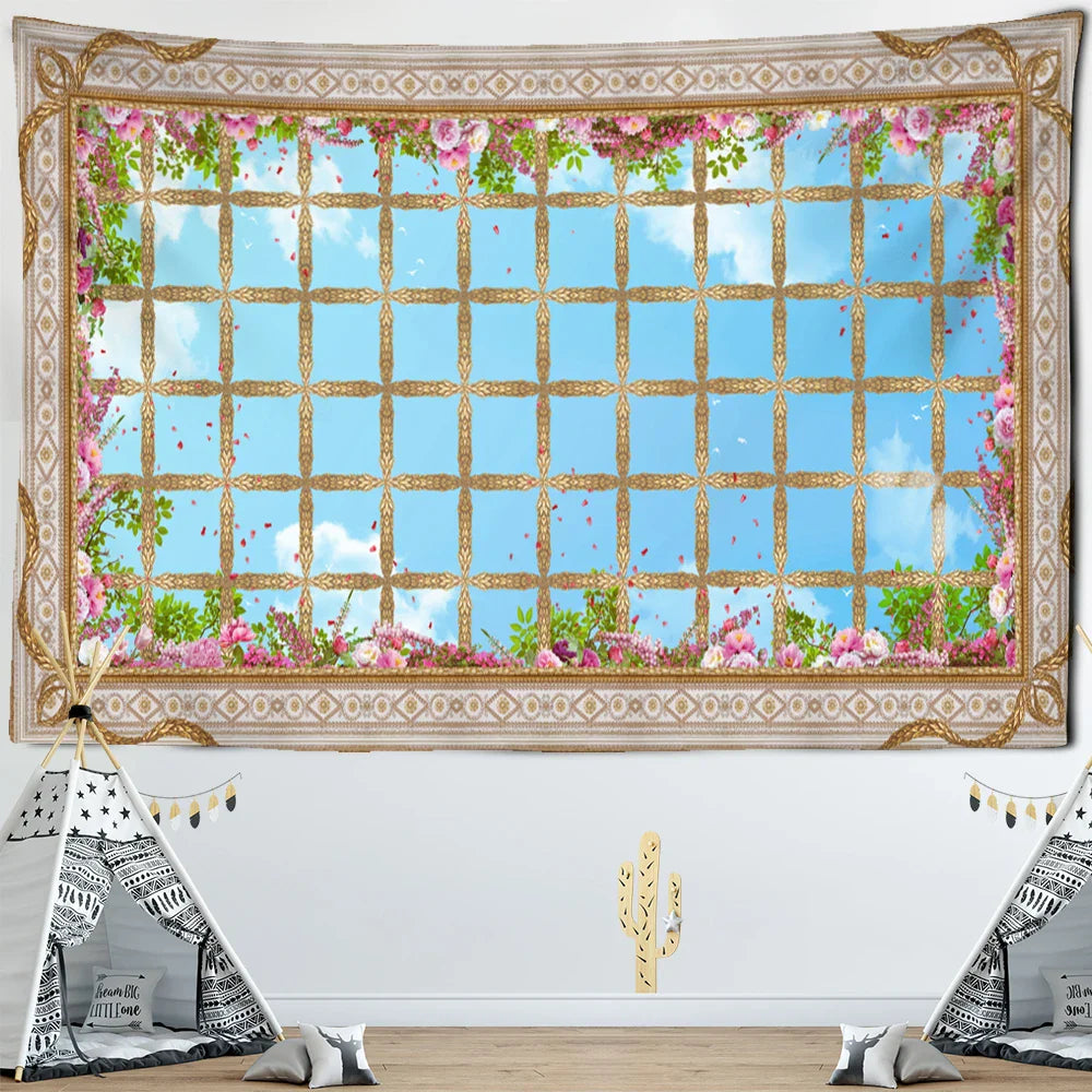 Afralia™ Scenery Flower Mandala Wall Hanging: Boho Green Plant Bedspread & Home Decor
