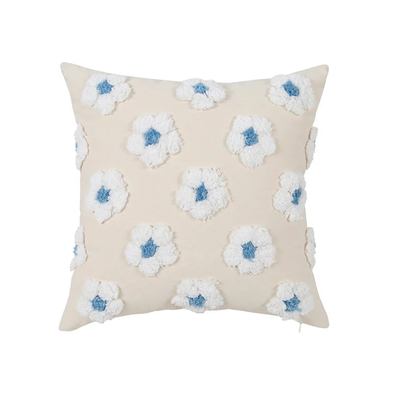 Afralia™ Daisy Flora Embroidered Cushion Cover - Home Decor Yellow Blue Flowers