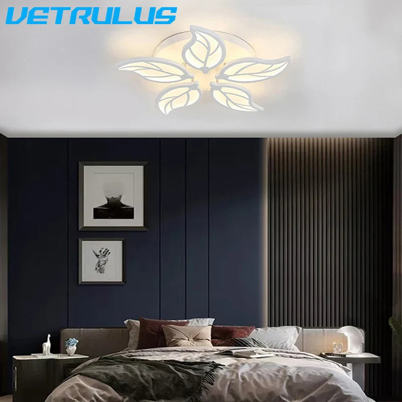 Afralia™ Modern Leaf Design Ceiling Chandelier & Wall Lamps Set