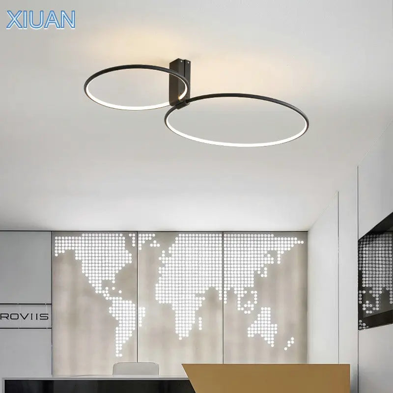 Afralia™ LED Round Ceiling Lamp Scandinavian Design White Black Gold Metal Aluminum