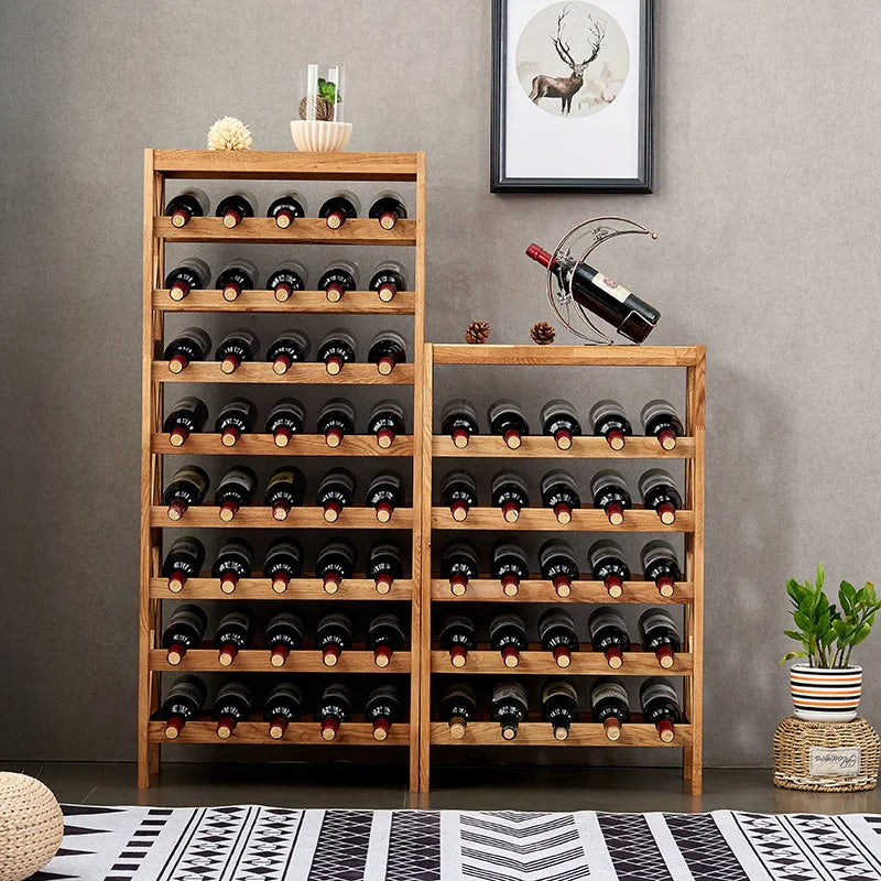 Afralia™ Oak Wood Wine Rack Cabinet Display Shelf for 25-40 Bottles