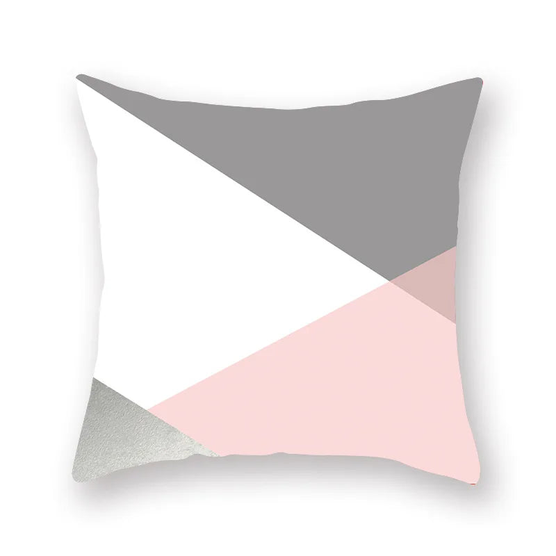 Afralia™ Pink Geometric Polyester Pillow Case - Home Decor Sofa Cushion Cover