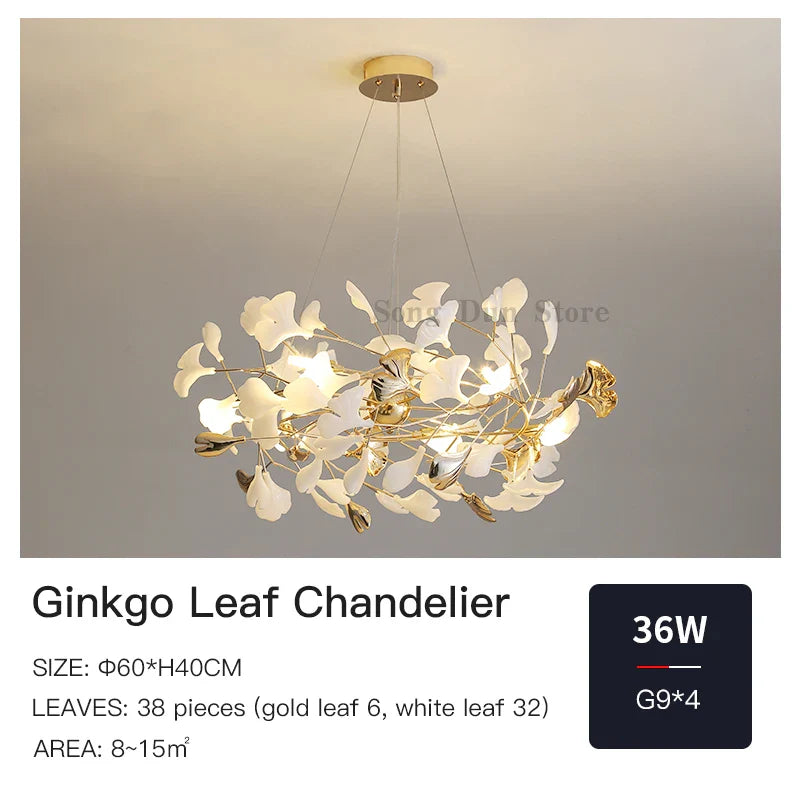 Afralia™ Ginkgo Leaf Decor Chandelier - Nordic Fine Flower Art Light for Living Room