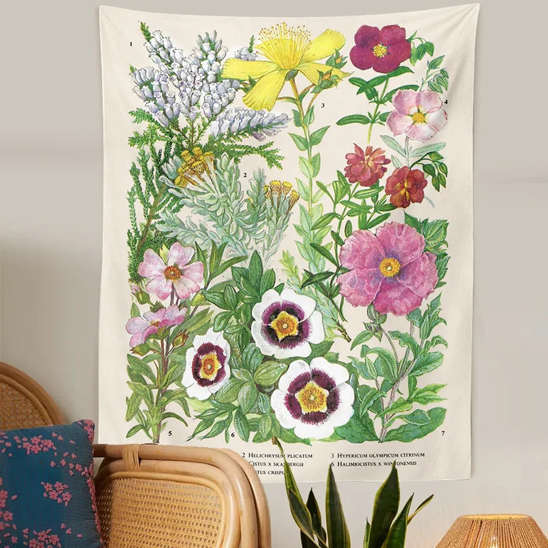 Afralia™ Vintage Floral Botanical Tapestry Wall Hanging for Elegant Home Decor