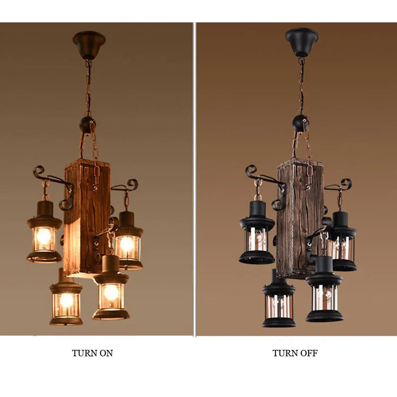 Afralia™ Wood Pendant Glass Chandelier: Modern Lighting for Home and Dining Rooms