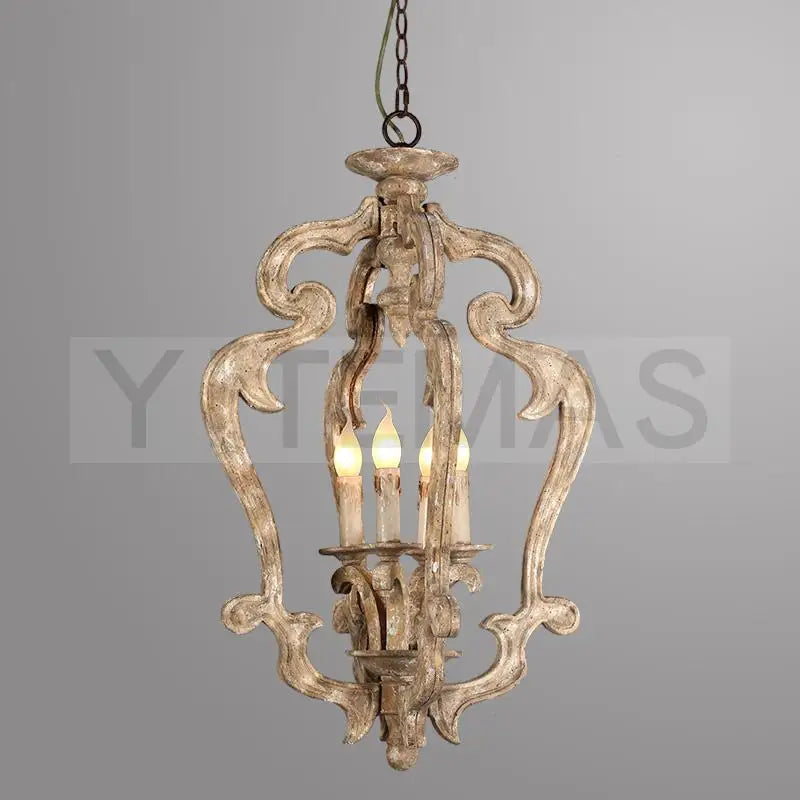 Afralia™ Antique Wood Chandelier | Retro Solid Wood Carving Lamp for Bedroom and Dining Room