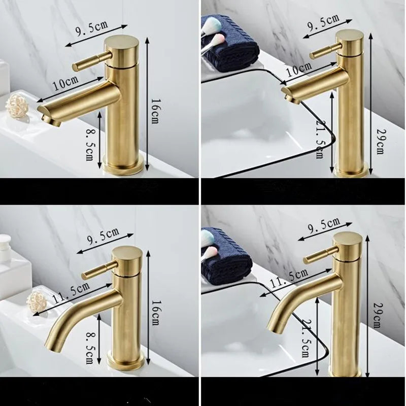 Afralia™ Brushed Gold Bathroom Basin Faucet, Single Handle Deck Mounted Mixer Tap