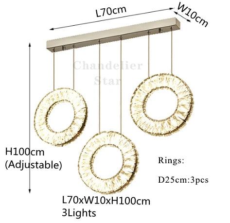 Afralia™ LED Crystal Chandelier Stainless Steel Pendant Light for Living Room