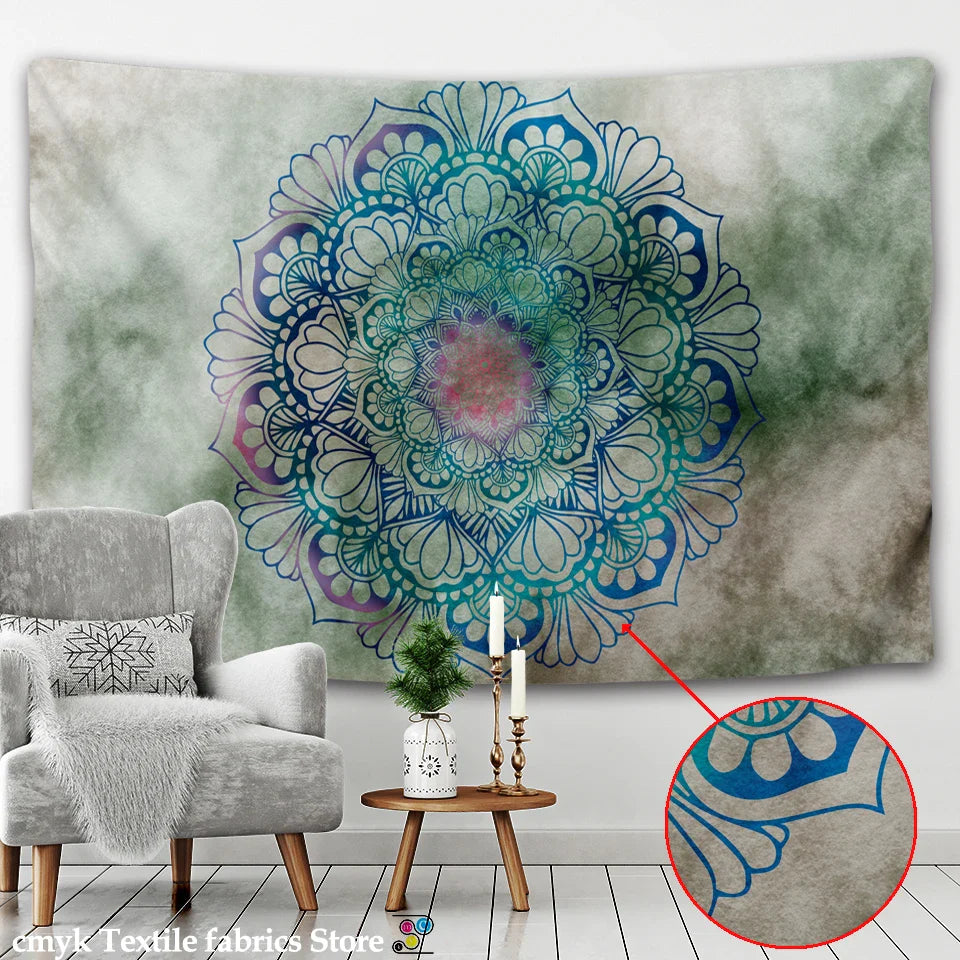 Afralia™ Boho Sun Moon Mandala Wall Tapestry Psychedelic Hippie Decor