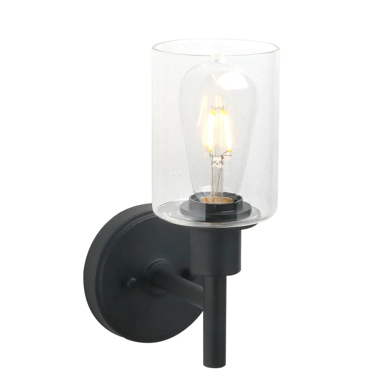 Afralia™ Matte Black Wall Sconce Light with Glass Shade