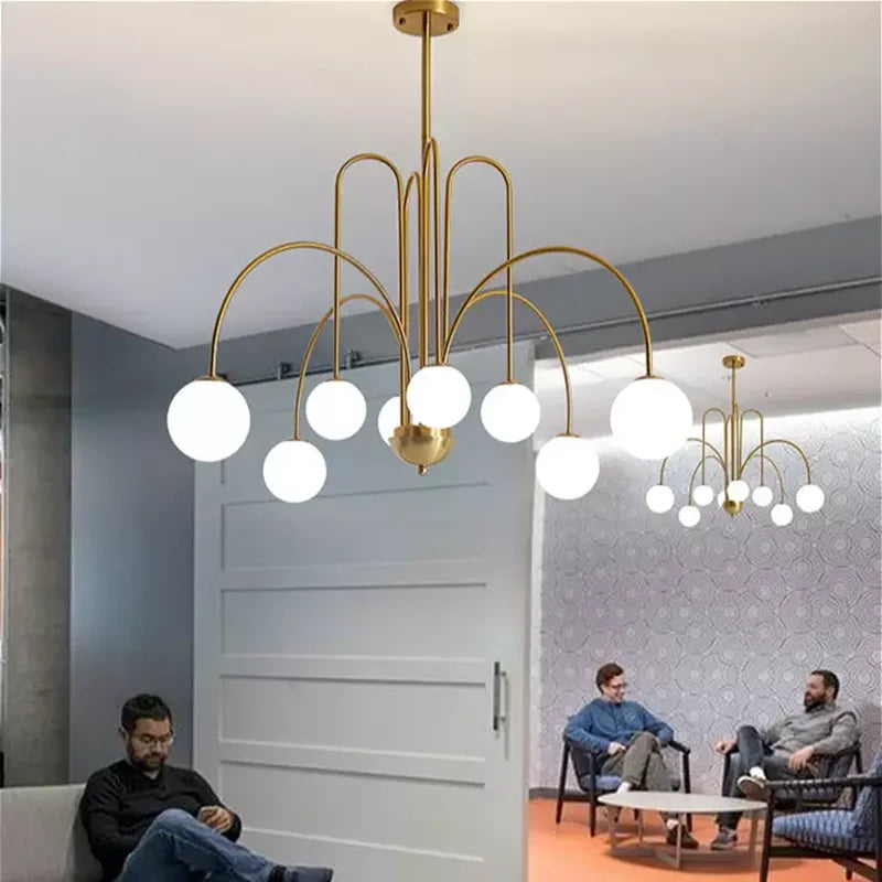 Afralia™ Glass Ball Chandelier: Modern Wrought Iron & Italian Design Lighting for Home & Office