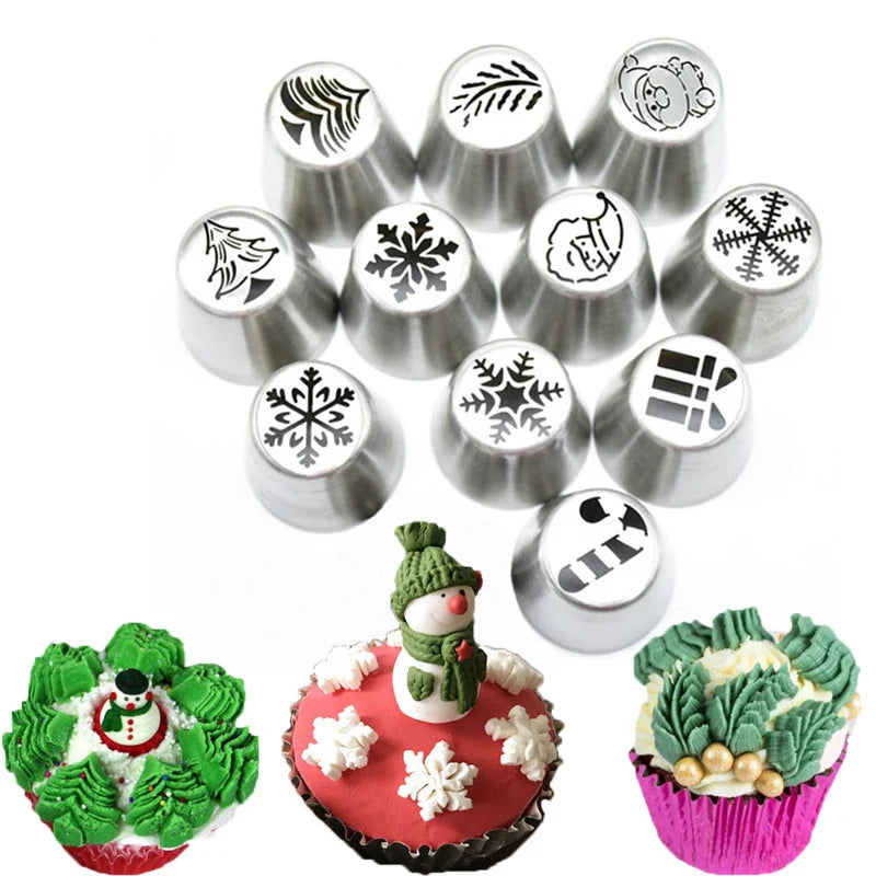 Afralia™ Rose Icing Nozzles Set - Christmas Series Pastry Decorating Tools