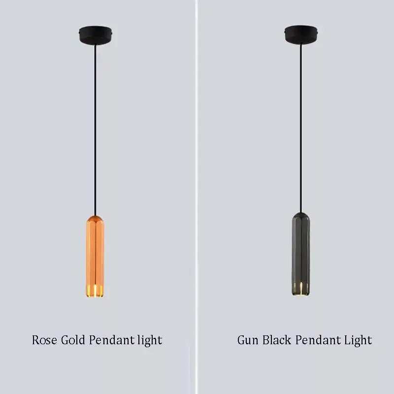 Afralia™ Tube Pendant Lights Minimalist Modern Rose Gold Lamp for Bar Dining Living Room