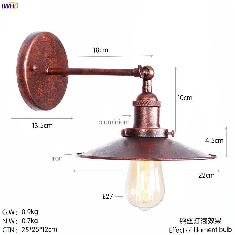 Afralia™ Antique Gold Rustic LED Wall Light for Home Decor