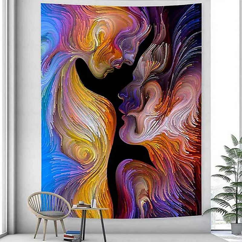 Afralia™ Psychedelic Abstract Couple Art Tapestry Hippie Bohemian Home Decor