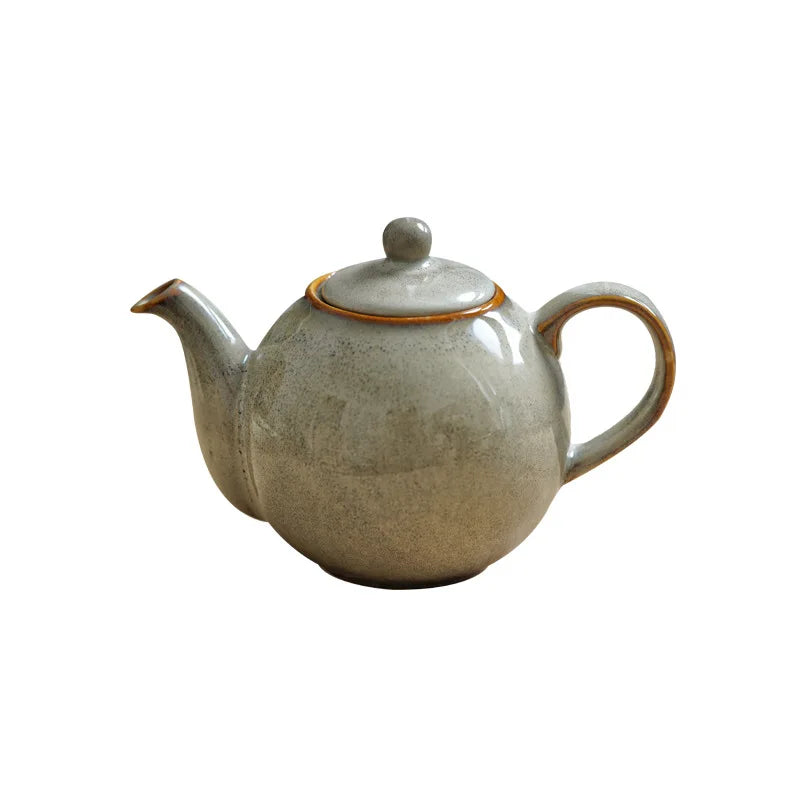 Afralia™ Ceramic Teapot | Vintage Retro Design | Black Tea Set | Customizable for Restaurants