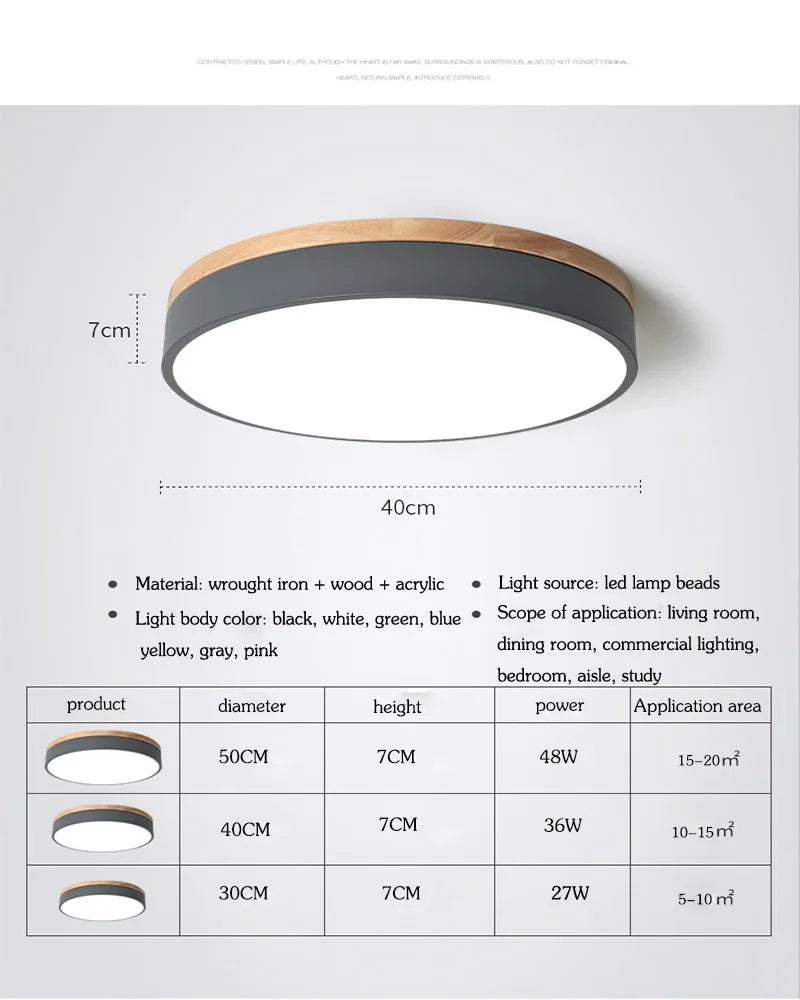 Afralia™ Modern Ultra-thin LED Ceiling Light Panel Solid Wood Surface Mount