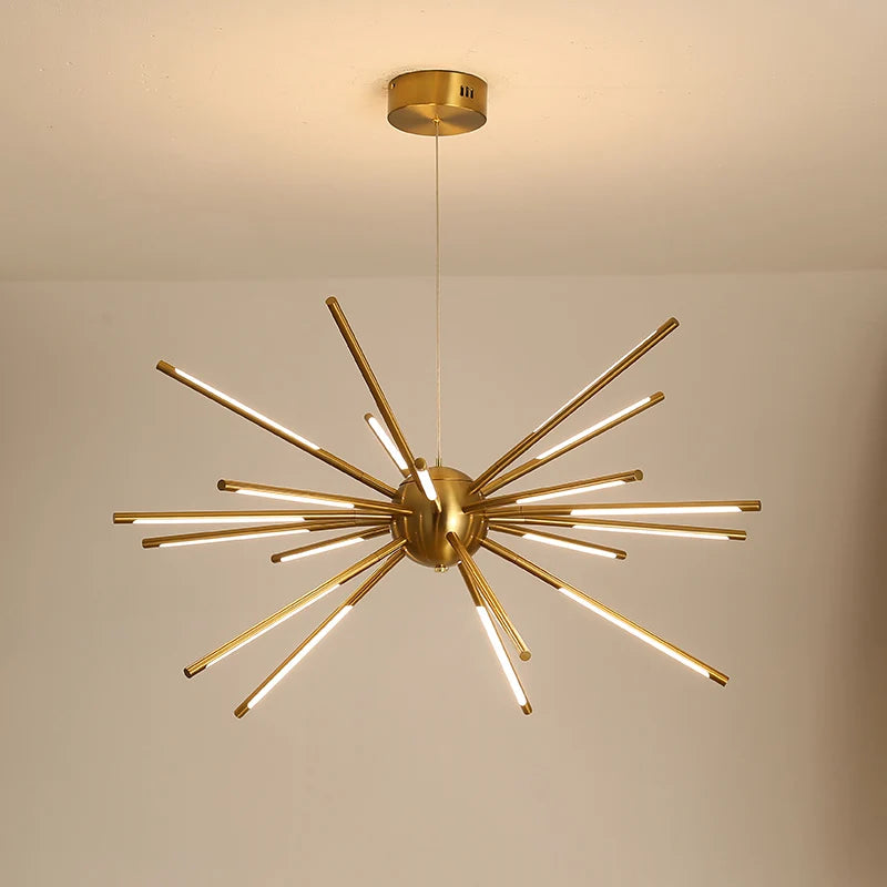 Afralia™ Modern Gold Iron Sputnik Chandelier for Living Room, Bedroom, Dining Room