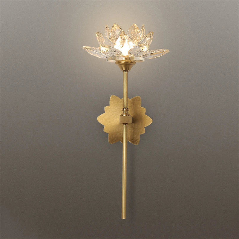 Afralia™ Lotus LED Crystal Wall Lamp: Chinese Style Bedroom & Living Room Decor