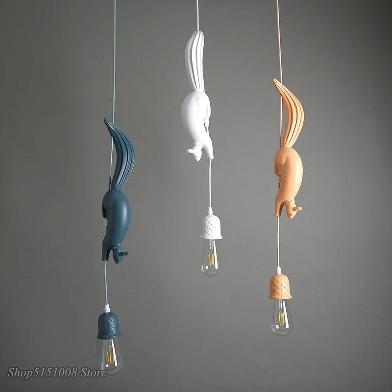 Afralia™ Squirrel Resin Pendant Light with LED for Modern Industrial Decor