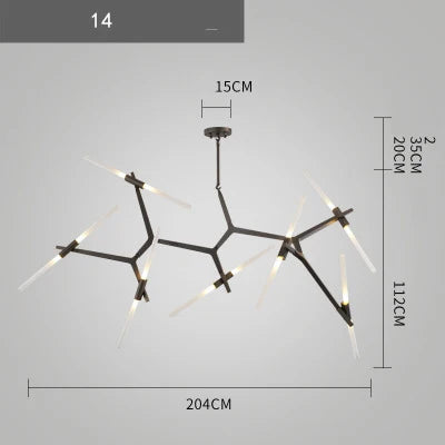Afralia™ Branch Suspension Pendant Light - Gold Black G9 LED Iron Glass Fixture