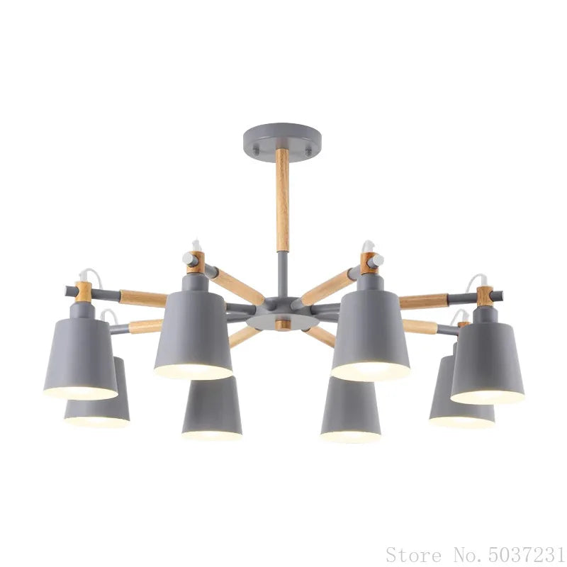 Afralia™ Nordic Wood Macarone Chandelier Pendant Lights for Modern Living Room & Bedroom
