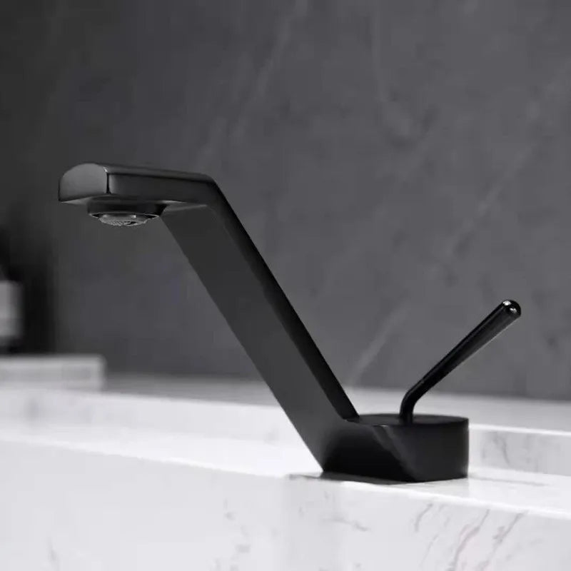 Afralia™ Black Basin Faucet: Modern Single Handle Waterfall Mixer Tap for Bathroom