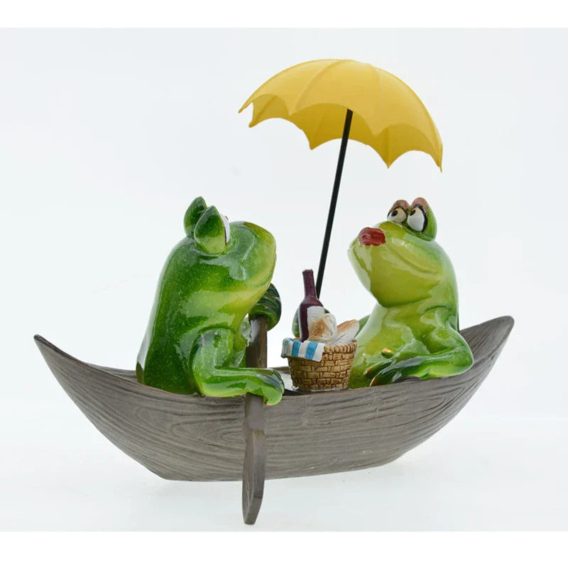 Afralia™ Modern Frog Boat Figurines for Study Desk Decor